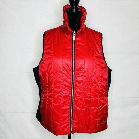 Chico’s Zenergy Whitley Puffer Vest Sz XL 16 Chicos 3 Lightweight Silky Red - Picture 1 of 9